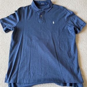 Polo by Ralph Lauren Navy Blue Polo with White Pony Pima 100% Cotton Large